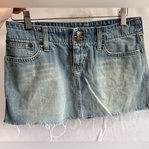 Vintage Abercrombie & Fitch jean skirt and Hollister camo mini skirt.